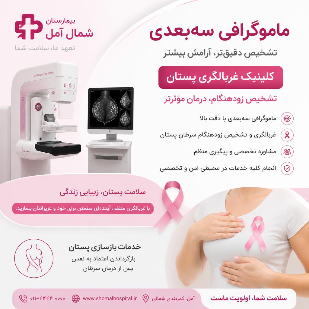 راه‌اندازی ماموگرافی سه‌بعدی و کلینیک غربالگری پستان در بیمارستان شمال آمل